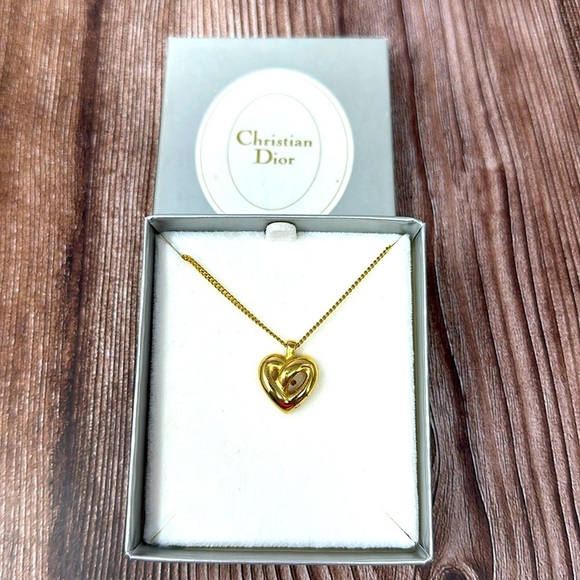 Christian Dior Vintage Dior Gold Plated Heart Necklace​ EUC​
